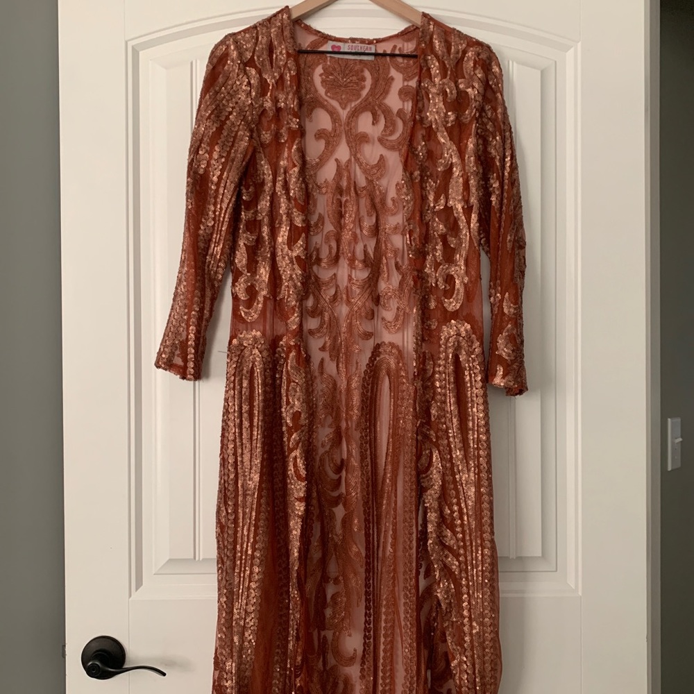 Southern Fried Chics Copper Sequin Duster